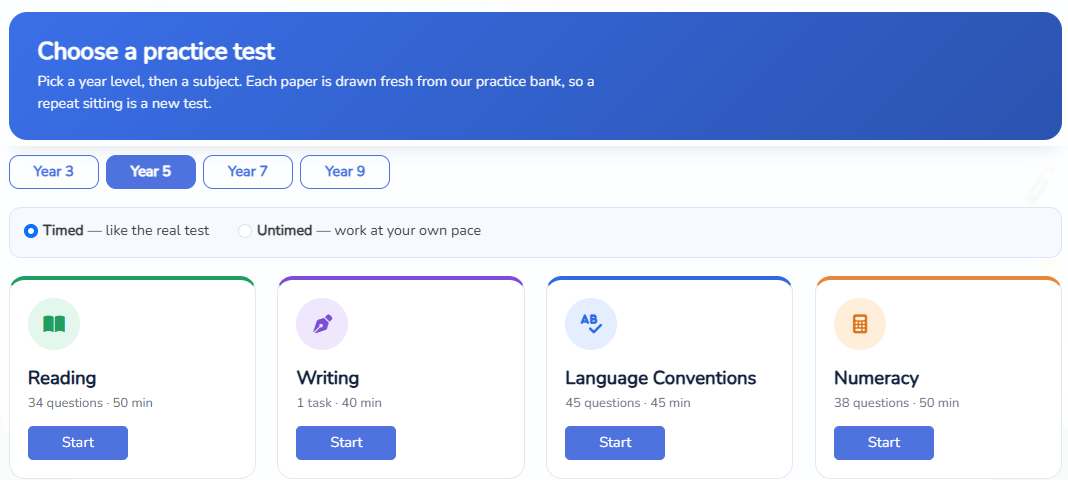 Litzi NAPLAN-style practice tests