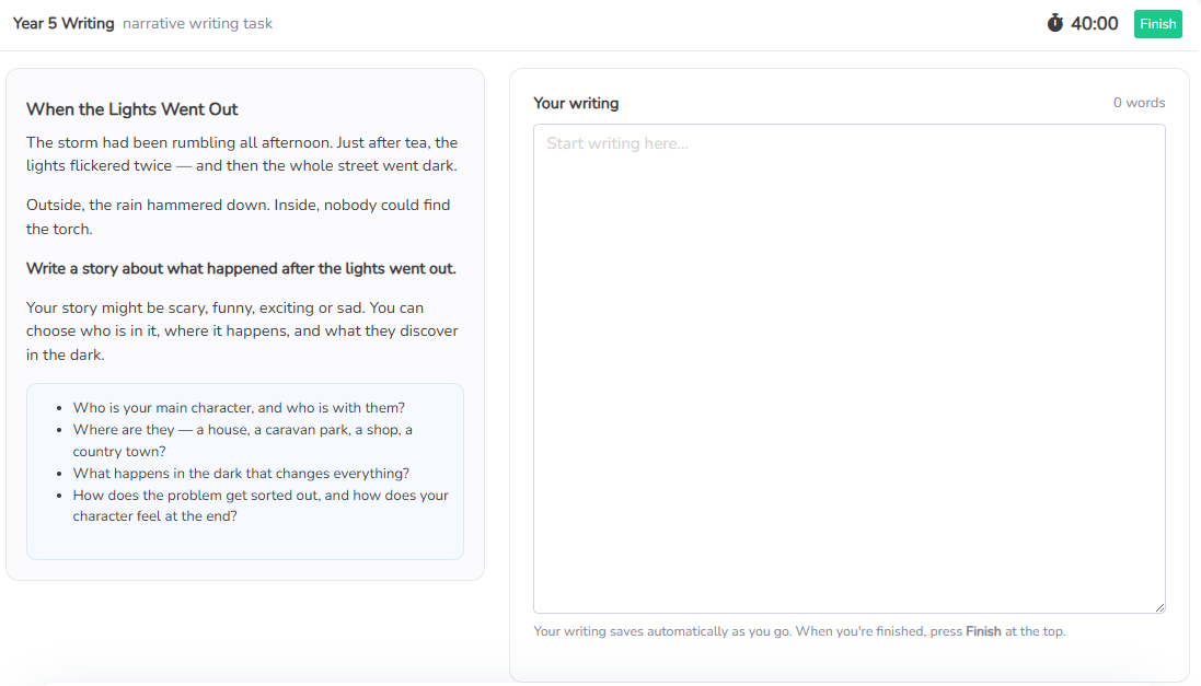 Litzi NAPLAN-style practice tests - writing
